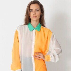 American apparel colorblock chiffon blouse OS